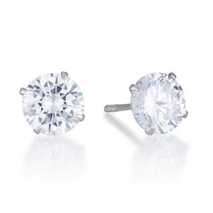 14kt gold studs. 6mm 14k solitaire zircon studs. stduds earrings for girls. gold earrings for women. boho studs earrings. bat mitzvah gift.