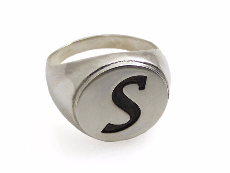 Men monogram ring.college ring.initial ring.silver monogram Etsy