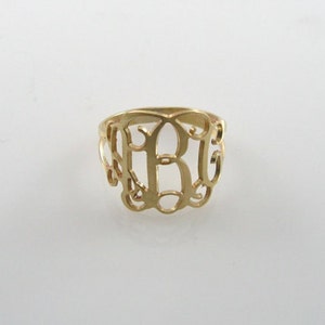 Monogram ring, gold monogram ring, unisex ring, choose any initial. Men ring, initial ring, gift for him, gift for her. image 3