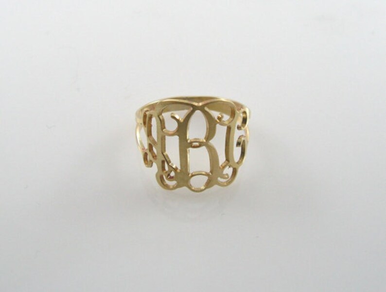 Monogram ring, gold monogram ring, unisex ring, choose any initial. Men ring, initial ring, gift for him, gift for her. image 3