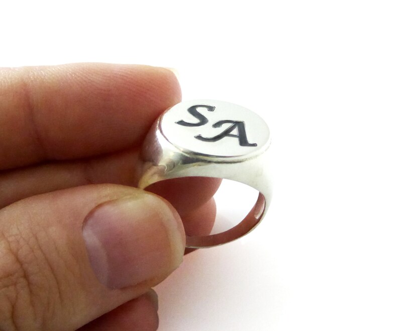 Men Monogram Ring.college Ring.initial Ring.silver Monogram Etsy