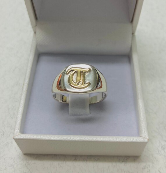 Monogram Ring .men Initial Ring. Silver Monogram Ring. Personalized Ring .guti Initial Ring. Old English Ring .engraved Ring. Signet Ring Etsy UK