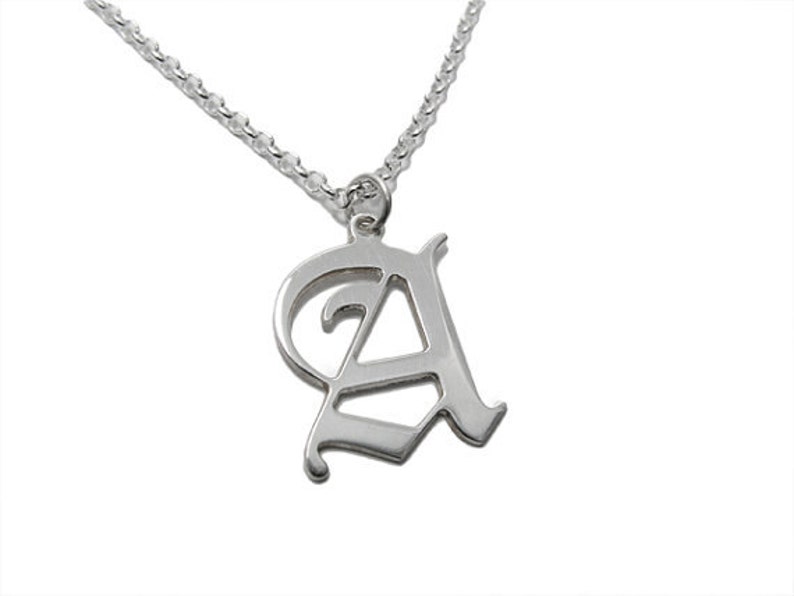 Personalized men necklace. Initial necklace. Sterling silver letter necklace. Silver initial necklace. Men silver necklace. Initial jewelry. image 2