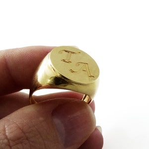 Men monogram ring. College ring. Initial ring. Gold monogram ring. Men initial band. Mens initial ring. ring.1613 image 5