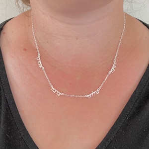Hebrew silver ,2, 3,4 names necklace. Initial pendant. Letter necklace.  Silver Personalised necklace. initial necklace