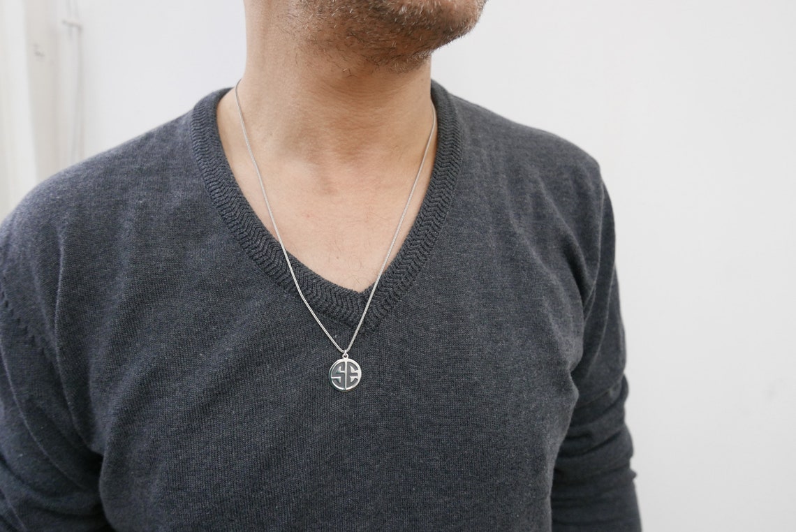 Personalized Men Necklace. Initial Necklace. Sterling Silver Etsy