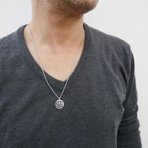 Personalized men necklace. Initial necklace. Sterling silver letter necklace. Silver initial necklace. Men silver necklace. Initial jewelry. image 2