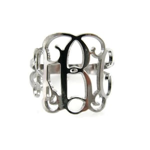 Anello monogramma, anello monogramma in argento sterling, anello unisex, scegli qualsiasi iniziale. Anello da uomo, anello con iniziale, regalo per lui, regalo per lei.