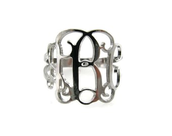 Monogram ring, sterling zilveren monogram ring, unisex ring, kies een initiaal. Mannen ring, eerste ring, cadeau voor hem, cadeau voor haar.