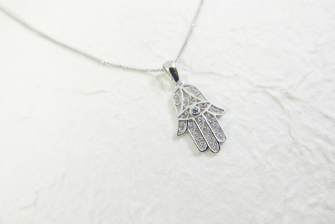 14kt Solid Gold Hamsa Necklace. Men Women Hamsa Necklace. 14kt Gold