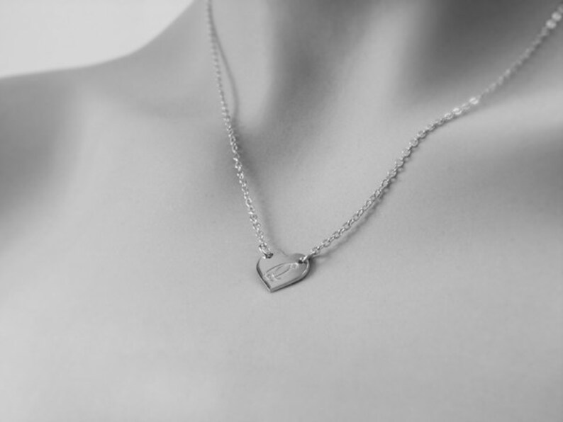 Heart Necklace. Initial Hearth Necklace. Personalized Gold Etsy