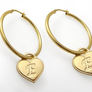 Initial Hoop Earrings. monogram Earrings. Gold Earrings. Personalized Earring. Alphabet Earring. Hoop Earring. Name Earring. Heart. image 1