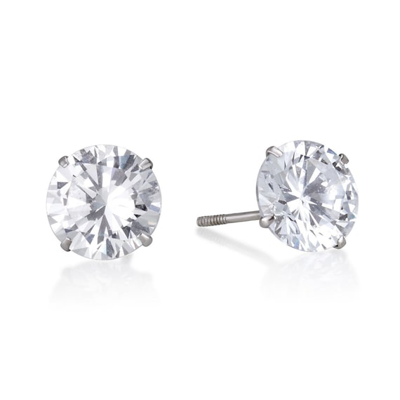 Orecchini da donna in oro bianco 14 ct lucido con chiusura a