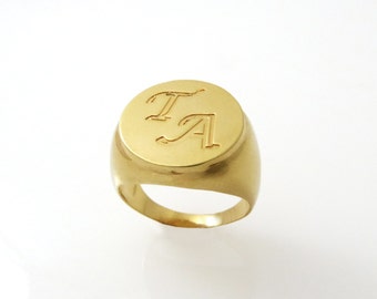 Men monogram ring. College ring. Initial ring. Gold monogram ring. Men initial band. Mens initial ring.  ring.1613