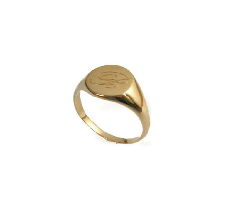 14k solid gold Gold monogram ring. Personalized ring, Unisex ring, gift for him,personalized jewelry, Men ring, gold initial ring, name ring image 2