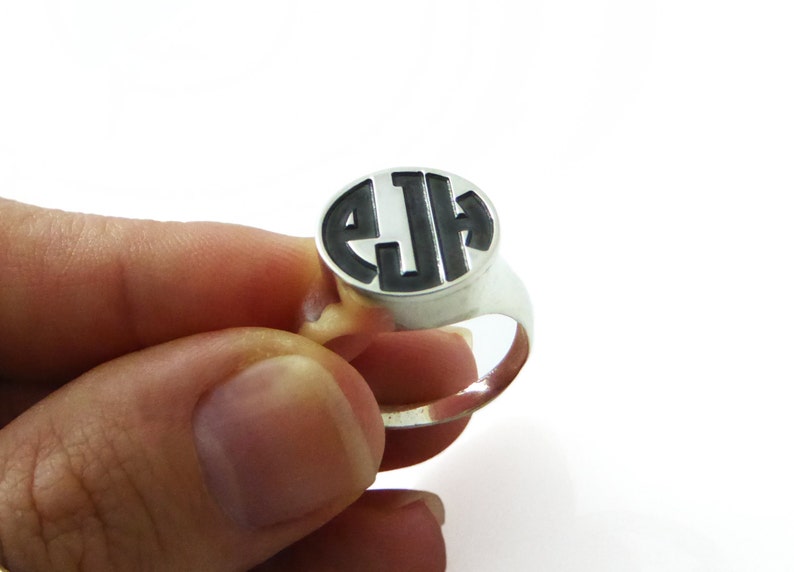 Men Monogram Ring. College Ring. Initials Ring. Silver Etsy