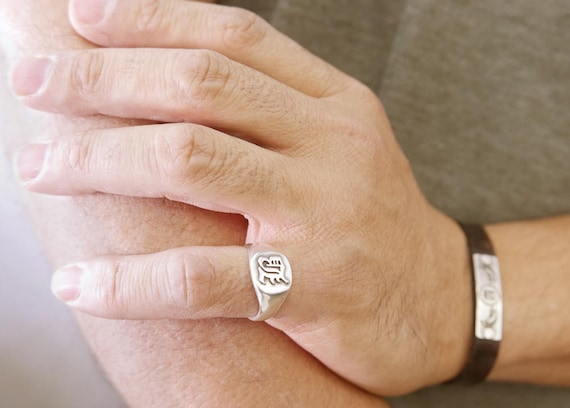 Pinky Ring.unisex Monogram Ring. Initials Ring. Silver Monogram