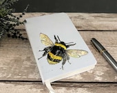 Small Bumble Bee Notebook - A6 Size Hardcover Lined Features original artwork by British artist Sarah Boddy Fab Christmas Gift