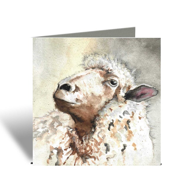 Sheep Greeting Card, Sheep Cards, Art card