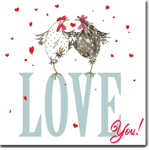 Chicken Card Love You Chicken Valentine Card Love Etsy