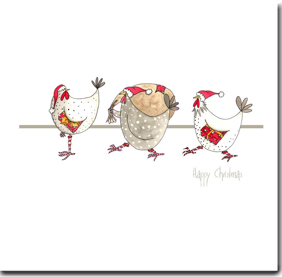 Chicken Christmas Cards Pack of 6 cards Blank inside Made Etsy