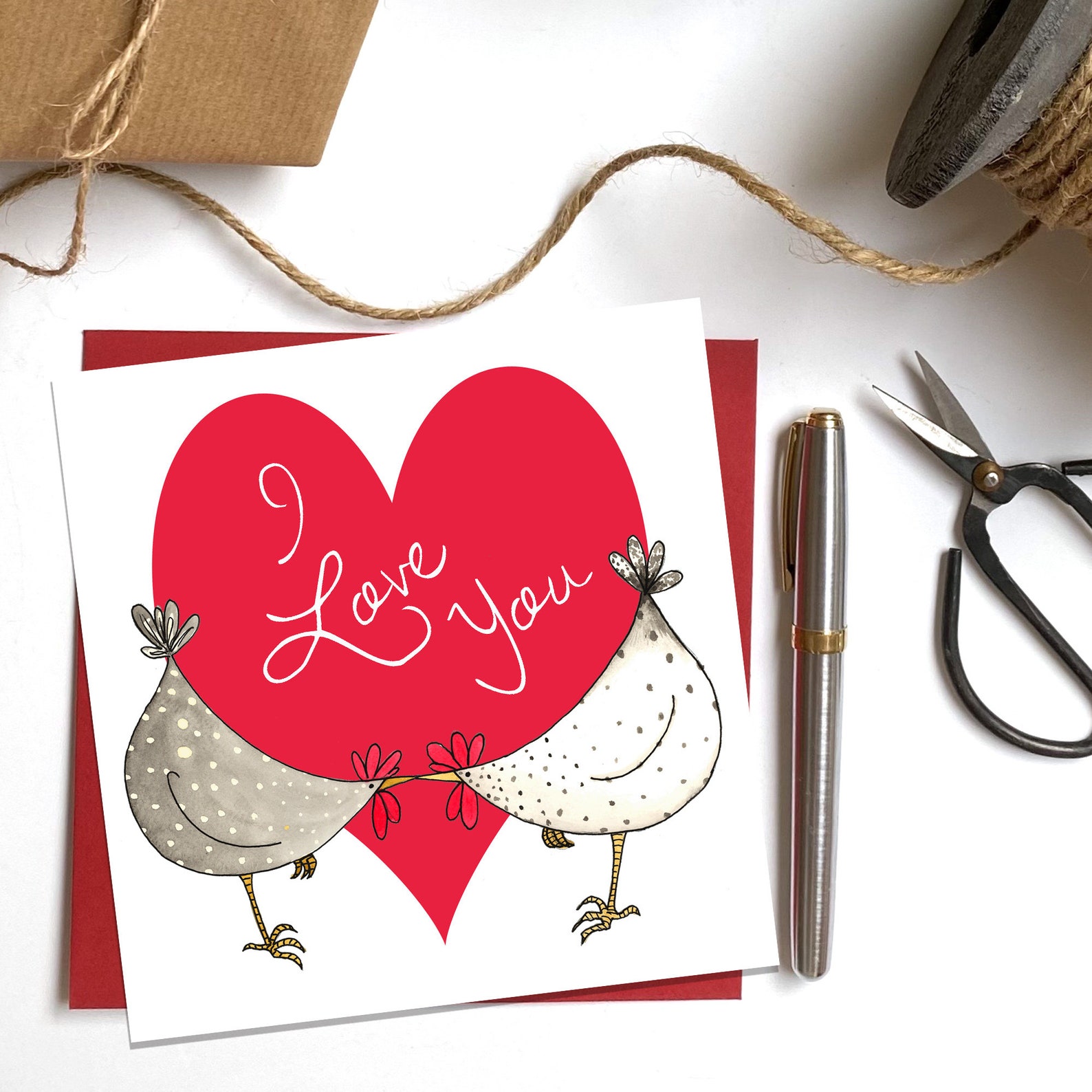 Chicken Valentine Card Chicken And Heart Card Love Card Etsy
