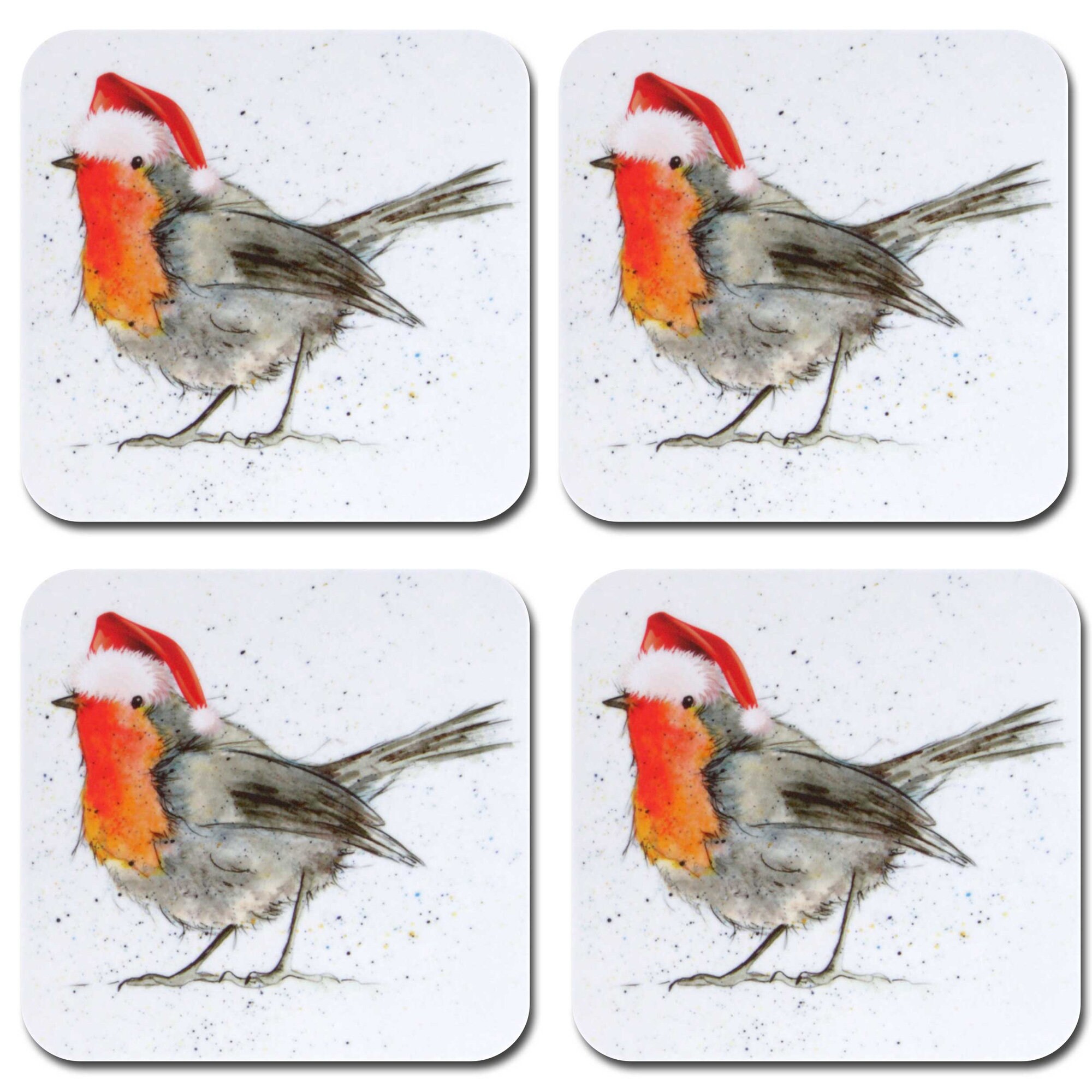 Robin Coaster Christmas Robin Set of 4 melamine coasters Etsy
