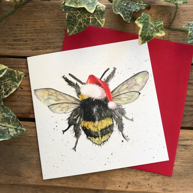 Bumble Bee Christmas Card Bee Card Bumble Bee Watercolour Etsy UK