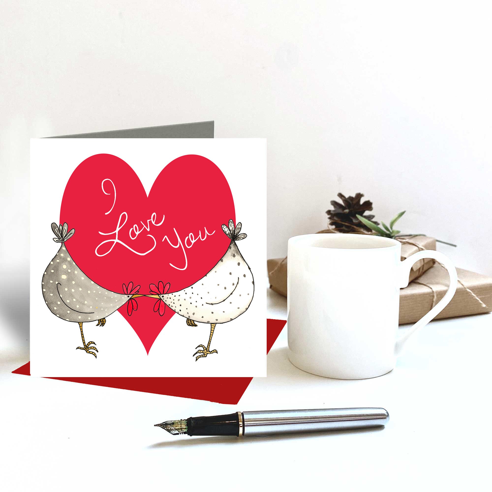 Chicken Valentine Card Chicken And Heart Card Love Card Etsy