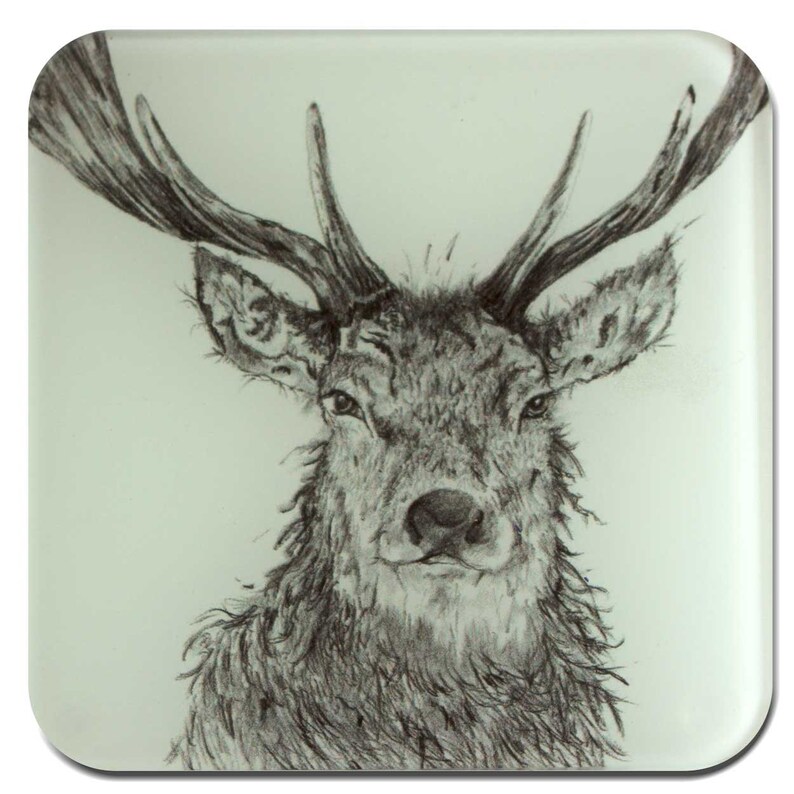 Stag Gift Drinks Mat Countryside Gift Stag Coaster Country Kitchen Glass Coaster