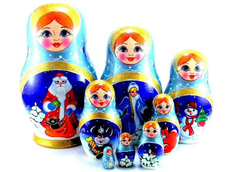 Christmas Nesting Dolls Russian matryoshka babushka 8 pcs. Etsy