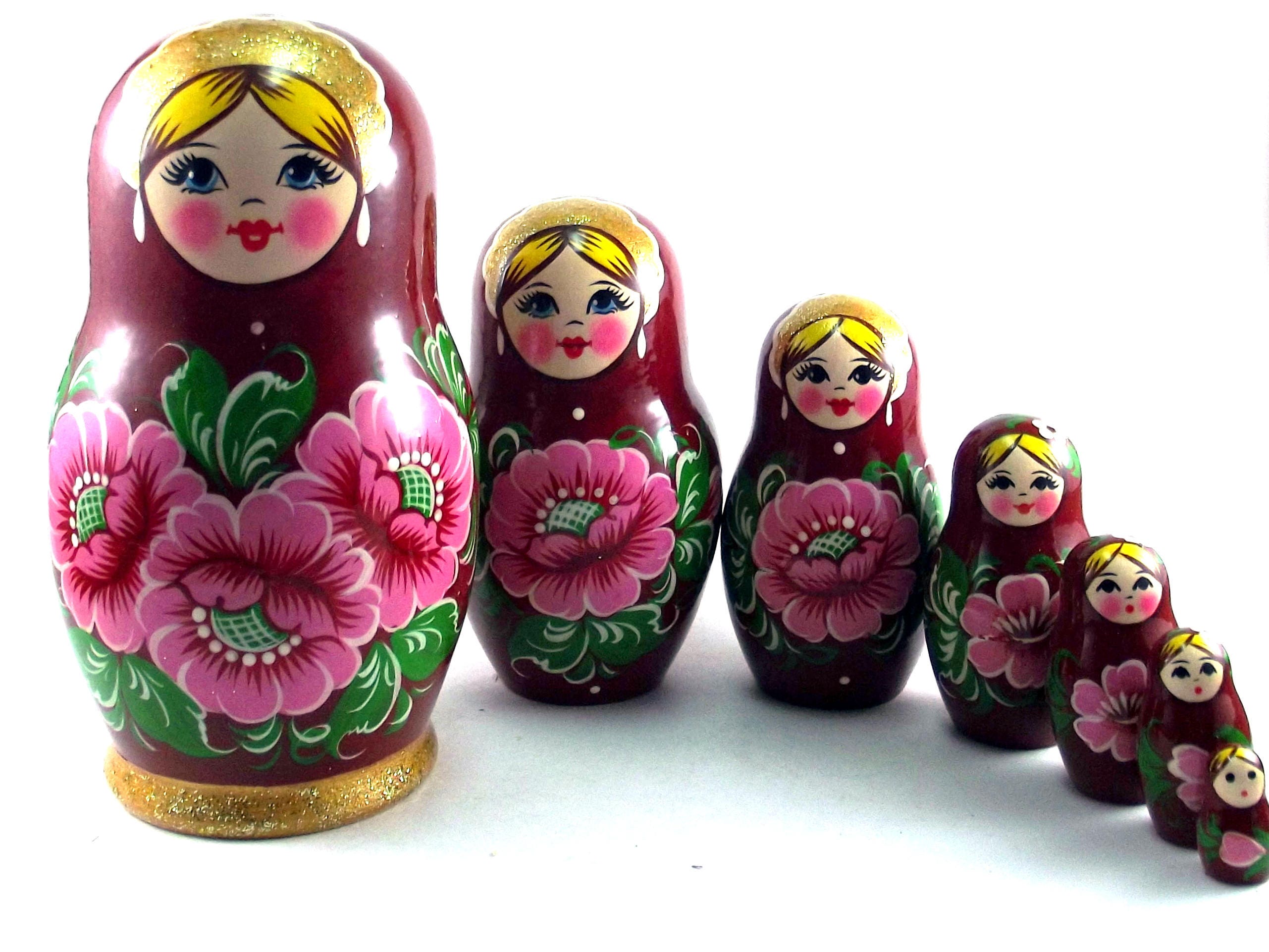 Russian nesting dolls 7 pcs Matryoshka authentic babushka Etsy
