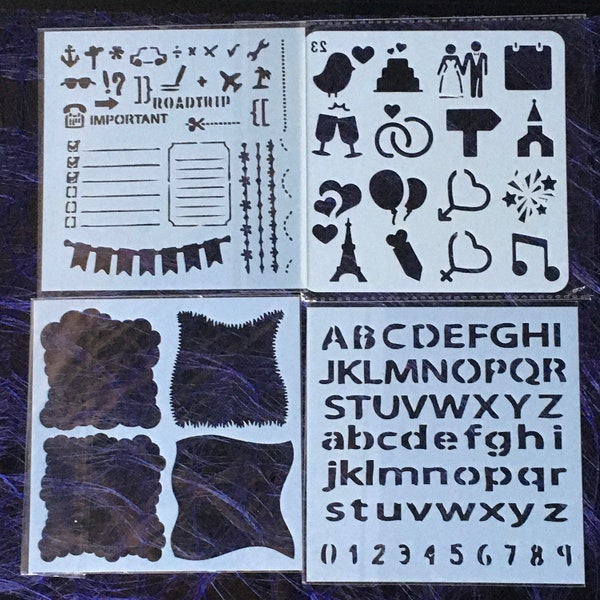 Stencil, polymer clay, scrapbooking, pattern, stamping, painting, printing, diy stencil, crafting stencil, polymer clay stencil set 02