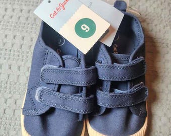 Cat & Jack Toddler Unisex Parker Hook and Loop Navy Blue Canvas Sneakers Size 9