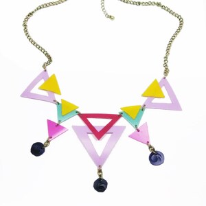 Up-cycled plastic, Multicoloured, Triangular Tropics, Handmade and Designed in Italy, Short Necklace