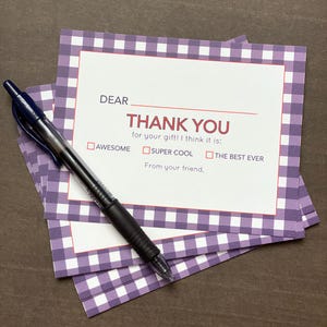 Fill-in-the-Blank Dankeskarten - blau kariert