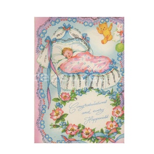 Vintage stijl Baby geboorte felicitaties kaart. Digitale beelden voor kaart maken of ambachten