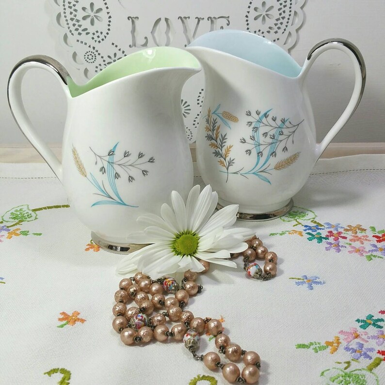 Vintage milk jug creamer available in pale green glade pattern Etsy