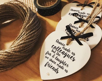 Gift for Coworker | Colleague gift| Wooden hanging heart | Gift for Colleague | Colleague keepsake | Colleague Special gift |