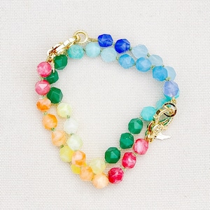 Rainbow Dyed Quartz Hand Knotted Candy Crush Bracelet