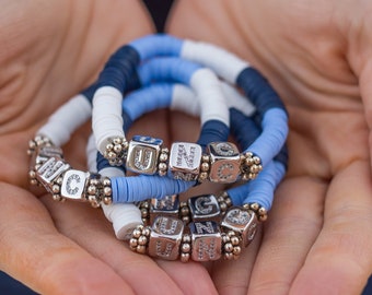 University of North Carolina (UNC) Pave Polymer Clay Stretch Bracelet