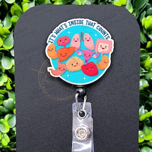 It&#39;s What&#39;s Inside That Counts Acrylic Retractable Badge Reel - Funny Nurse Doctor RT ID Holder, Heavy Duty Reel, Lanyard, Medical Badges