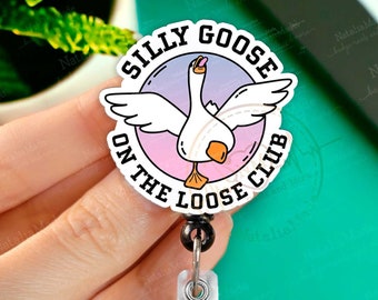 Silly Goose Retractable Badge Reel - Funny Medical Badges Nurse Badge Holder, Heavy Duty Reel, Lanyard, Carabiner
