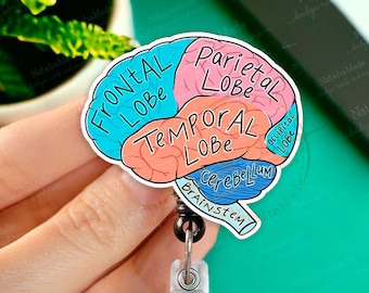 Anatomical Brain Diagram Retractable Badge Reel, Neurology Neuro ICU Nurse Badge Holder, EEG Tech, Nursing Student Gift, Nurse Gift