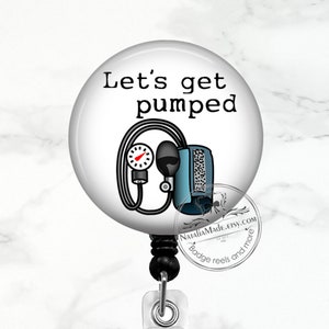 Let's Get Pumped Badge Reel Retractable Badge Holder Funny Lanyard
