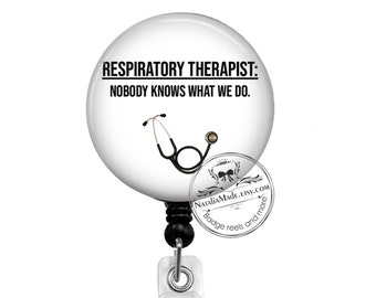 Respiratory Therapist Badge Reel Retractable ID Badge Holder Stethoscope ID  Tag RT Badge Clip Lanyard Carabiner Name Badge 