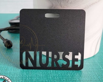 Matte Black Badge Buddy- Horizontal or Vertical- Customize Your Title - Nurse Respiratory XRay CNA MD Murse, Men's Badge