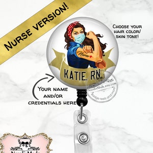 Nurse Strong Badge Reel Retractable Badge Clip Tattoo Nurse Name