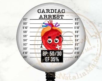 Funny Cardiology Badge Reel, Cardiac Arrest EKG Badge Holder, Cath Lab Badge Clip, Telemetry Nurse, Correctional Nurse Carabiner, Lanyard