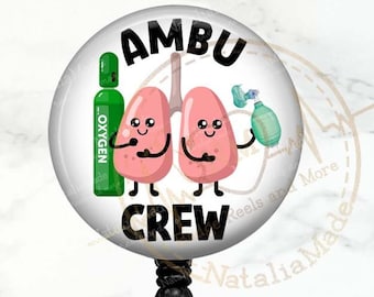 Respiratory Therapist Badge Reel, Ambu Crew Retractable  Badge Clip, RRT RT ID Badge Holder, Lanyard, Carabiner, Stethoscope Tag